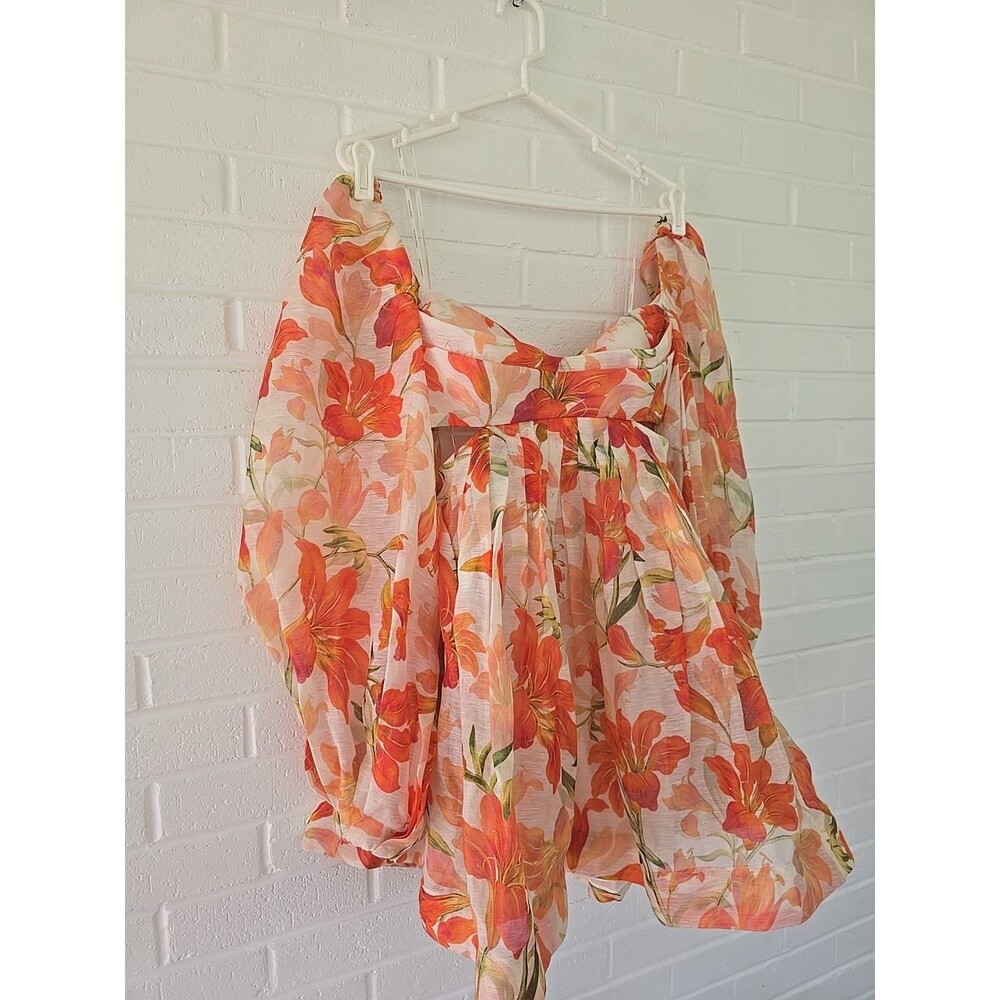 Zimmermann Matchmaker Tranquillity Floral Print Linen Silk Mini Dress Sz. 1/US 6 - Picture 4 of 14